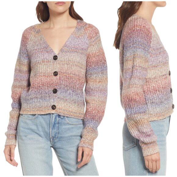 Rails NWT Josie Space Dye Cotton Blend Button Cardigan Amethyst Space Dye Size L - Picture 1 of 12